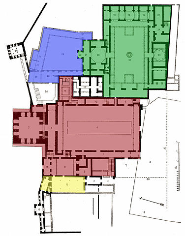 Alhambra de Granada, plano de los Palacios nazaríes.