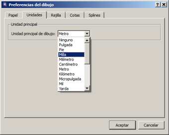 ajuste de unidades del dibujo