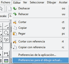 preferencias del dibujo en Qcad