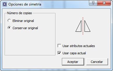 Opciones de la herramienta simetría